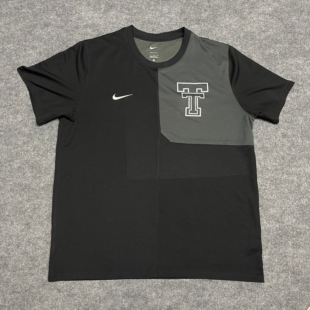 Texas Tech Red Raiders Shirt Mens XL Black Grey Nike Dri-FIT Training Colorblock